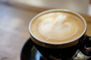 葉っぱのラテアート